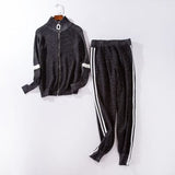 Women Tracksuit 2020 Autumn Casual Turtleneck Knit Sportwear Long Sleeve 2 Piece Pants Sets Stripe Knitting Suits Women